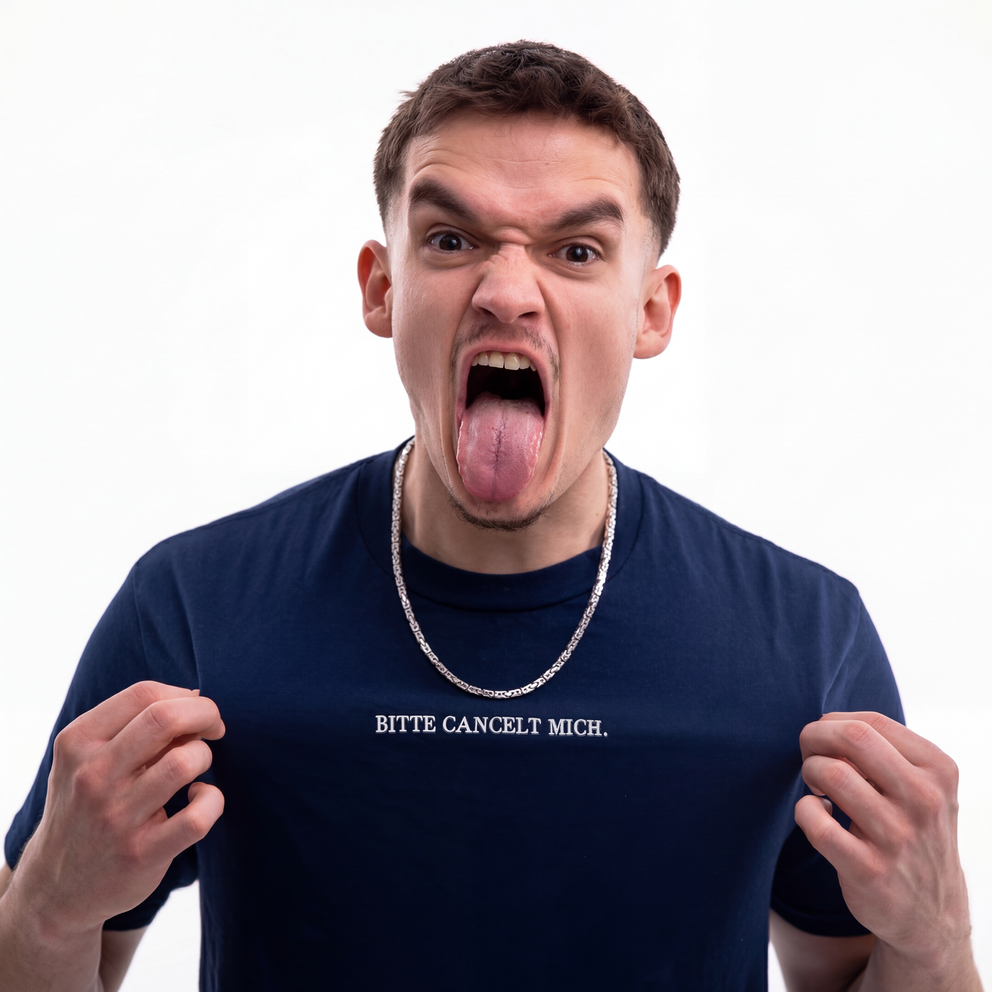 "BITTE CANCELT MICH." T-Shirt mit gesticktem Logo