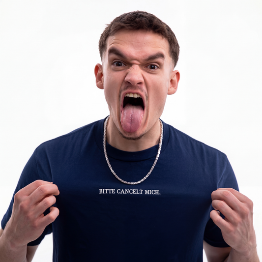 "BITTE CANCELT MICH." T-Shirt mit gesticktem Logo